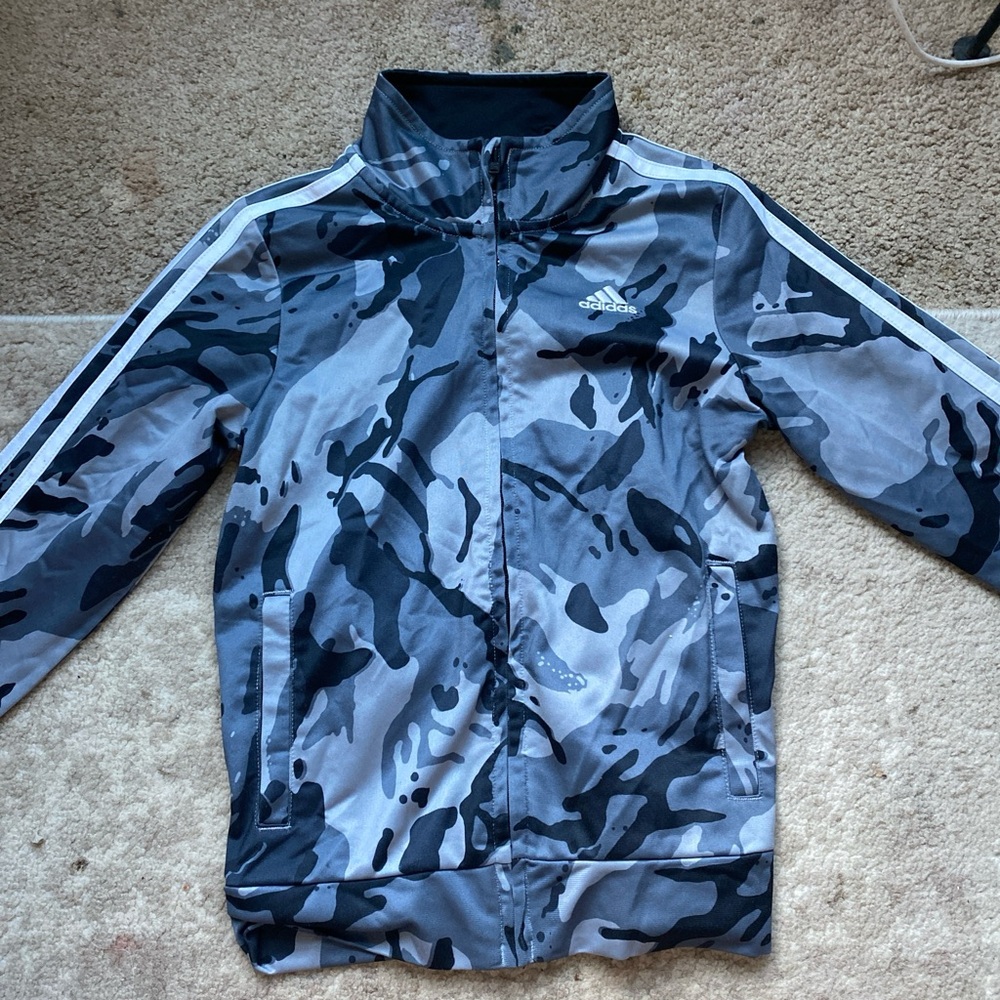 Adidas Black and Gray Camouflage Jacket